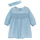 Cool Club, Set pentru fete, rochie cu maneca lunga, bentita, denim