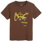 Cool Club, Tricou pentru baieti, maro, imprimeu excavator, Vroom