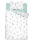 Elefanti, set lenjerie de pat single, menta verde, 100-135 cm