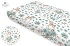 MimiNu, Caprioare, cearceaf din bumbac cu elastic, verde, 80-160 cm