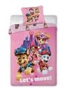 Paw Patrol, The Movie, set lenjerie de pat single, roz, 140-200 cm