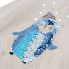 Cool Club, Bluza cu maneca lunga pentru fete, bej, paiete, imprimeu pinguin