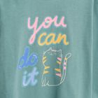 Cool Club, Bluza cu maneca lunga pentru fete, verde, imprimeu pisica, You can do it