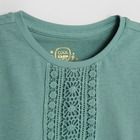 Cool Club, Bluza cu maneca scurta pentru fete, turcoaz, broderie, imprimeu flori
