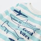 Cool Club, Body cu maneca lunga pentru baieti, alb, in dungi, imprimeu Good vibes