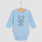 Cool Club, Body cu maneca lunga pentru baieti, albastru, bleumarin, imprimeu Winnie the Pooh, set, 3 buc.