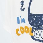 Cool Club, Body cu maneca lunga pentru baieti, ecru, imprimeu I'm cool