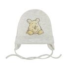 Cool Club, Caciula bebelusi, bumbac organic, gri melange, ecru, Winnie-the-Pooh, set, 2 buc.
