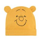 Cool Club, Caciula pentru baieti, bumbac organic, bej melanj, galben, imprimeu Winnie the Pooh, set 2 buc.