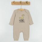 Cool Club, Pijama tip salopeta pentru baieti, granit, bej, galben, imprimeu Lion King, set 3 buc.