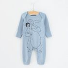 Cool Club, Pijama tip salopeta pentru baieti, gri, albastru, imprimeu Cartea junglei, set 2 buc.