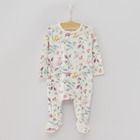 Cool Club, Pijama tip salopeta pentru fete, ecru, violet, imprimeu flori, fluturi, set 2 buc.