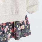 Cool Club, Rochie cu maneca lunga pentru fete, bej-grafit, imprimeu flori, fluturi