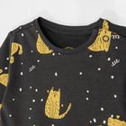 Cool Club, Rochie cu maneca lunga pentru fete, negru-grafit, imprimeu catei, pisici