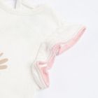Cool Club, Salopeta rompers alba din bumbac organic pentru fetite, imprimeu Lion King