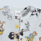 Cool Club, Salopeta rompers pentru baieti, alb, imprimeu Looney Tunes