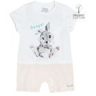 Cool Club, Salopeta rompers pentru baieti, bumbac organic, ecru, imprimeu Disney