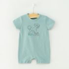 Cool Club, Salopeta Rompers pentru baieti, bumbac organic, turcoaz, gri, imprimeu Lion King, set 2 buc.