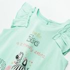 Cool Club, Salopeta Rompers pentru fete, bumbac organic, verde-menta, imprimeu zebra