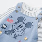 Cool Club, Set pentru baieti, body cu maneca lunga si salopeta de blugi, mix de culori, imprimeu Mickey Mouse