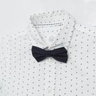 Cool Club, Set pentru baieti, camasa cu maneca scurta si papion, alb-bleumarin, imprimeu figuri geometrice