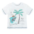 Cool Club, Set pentru baieti, tricou, pantaloni scurti, alb-verde, imprimeu rechin, Be cool