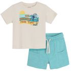 Cool Club, Set pentru baieti, Tricou, Pantaloni scurti, bej-turcoaz