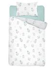Elefanti, set lenjerie de pat si aparatori patut, 3 piese, menta verde, 90-120 cm