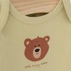 Cool Club, Body cu maneca lunga pentru baieti, verde, ecru, imprimeu animale salbatice, set 5 buc.
