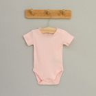 Cool Club, Body cu maneca scurta din bumbac organic pentru fete, culoare roz si alb, set 2 buc.
