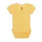 Cool Club, Body cu maneca scurta pentru fete, galben, broderie englezeasca