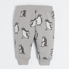 Cool Club, Pantaloni trening pentru baieti, gri, imprimeu pinguini
