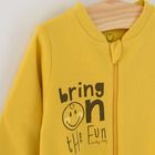 Cool Club, Pijama tip salopeta pentru baieti, bumbac organic, galben, gri, imprimeu Smiley World, set 2 buc.