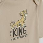Cool Club, Pijama tip salopeta pentru baieti, granit, bej, galben, imprimeu Lion King, set 3 buc.