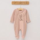 Cool Club, Pijama tip salopeta pentru fete, bumbac organic, ecru, roz, gri, imprimeu Bambi, set 3 buc.