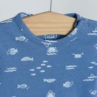 Cool Club, Salopeta rompers pentru baieti, ecru, albastru, set, 2 buc.