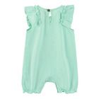 Cool Club, Salopeta Rompers pentru fete, bumbac organic, verde-menta, imprimeu zebra