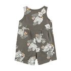 Cool Club, Salopeta Rompers pentru fete, negru-grafit, imprimeu flori