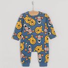 Cool Club, Pijama tip salopeta pentru baieti, albastru, imprimeu Winnie the Pooh, set, 2 buc.