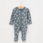 Cool Club, Pijama tip salopeta pentru baieti, bumbac organic, albastru, galben, imprimeu Cool to be kind, set 2 buc.