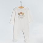 Cool Club, Pijama tip salopeta pentru bebelusi, ecru, bej, set 2 buc.