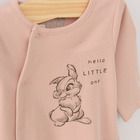 Cool Club, Pijama tip salopeta pentru fete, bumbac organic, ecru, roz, gri, imprimeu Bambi, set 3 buc.
