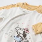 Cool Club, Pijama tip salopeta pentru fete, ecru, galben, imprimeu Minnie Mouse, set 2 buc.
