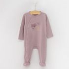 Cool Club, Pijama tip salopeta pentru fete, ecru, violet, imprimeu flori, fluturi, set 2 buc.