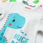 Cool Club, Salopeta Rompers pentru baieti, bumbac organic, mix de culori, imprimeu dinozauri, Fisher-Price, set 2 buc.