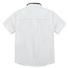 Cool Club, Set pentru baieti, camasa cu maneca scurta si papion, alb-bleumarin, imprimeu figuri geometrice
