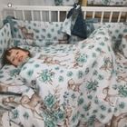 MimiNu, Caprioare, cearceaf din bumbac cu elastic, verde, 80-160 cm