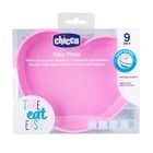 Chicco, farfurie din silicon cu ventuza, roz, 9m+