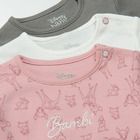 Cool Club, Body cu maneca lunga din bumbac organic pentru fetite, Bambi, set 3 buc.