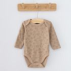 Cool Club, Body cu maneca lunga pentru baieti, maro, ecru, imprimeu animale salbatice, set 3 buc.
